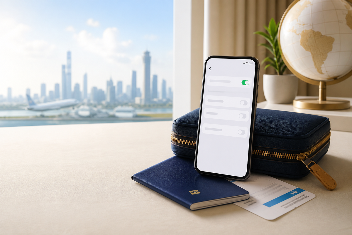 Smartphone with travel documents on a desk, representing how to avoid international roaming charges