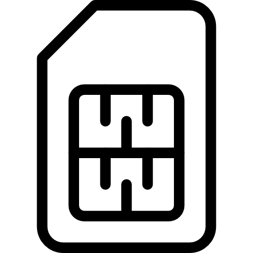 Black and white icon of eSIM with a maze-like pattern inside on a white background