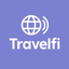 Travelfi logo with a globe icon on a purple background